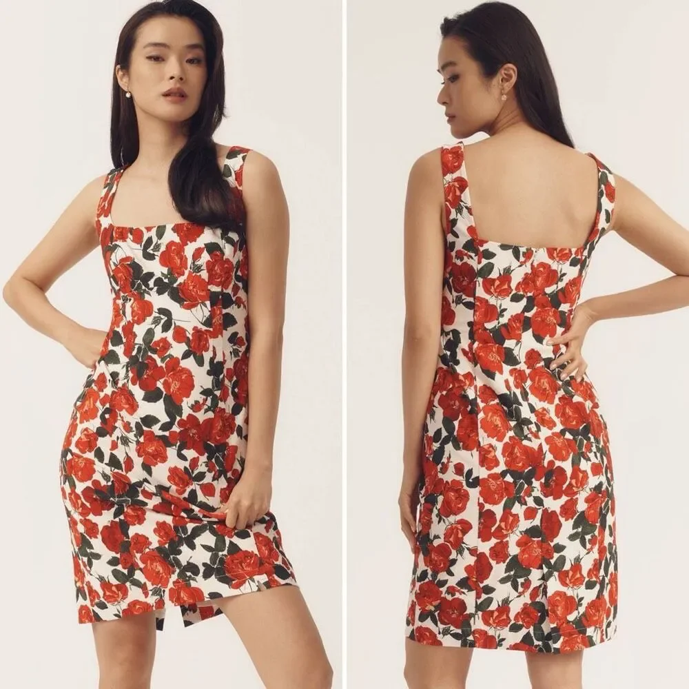 Maeve NWT Rose Print Sleeveless Square-Neck Knee-Length Dress Size 2XL